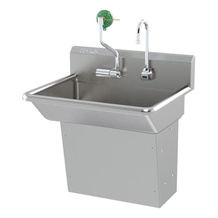 Haws 24 in. W Hand Wash Sink with AXION Eye/Face Wash, Wall-Mount, Motion Activated 7660